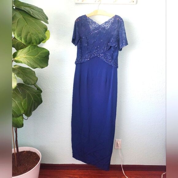 Talbots silk evening beaded sequined maxi mother of the bride dress - Picture 1 of 14